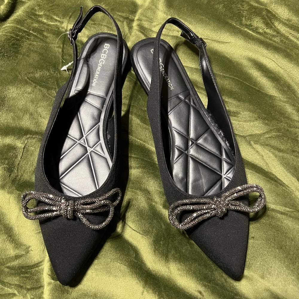 BCBGeneration Black Slingback Flats